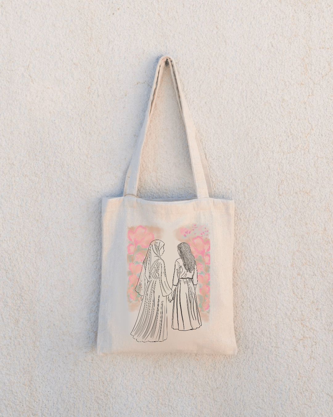 Sac close up sac fourre tout de la collection Neutral, sac légèrement fleurie a l'aquarelle
