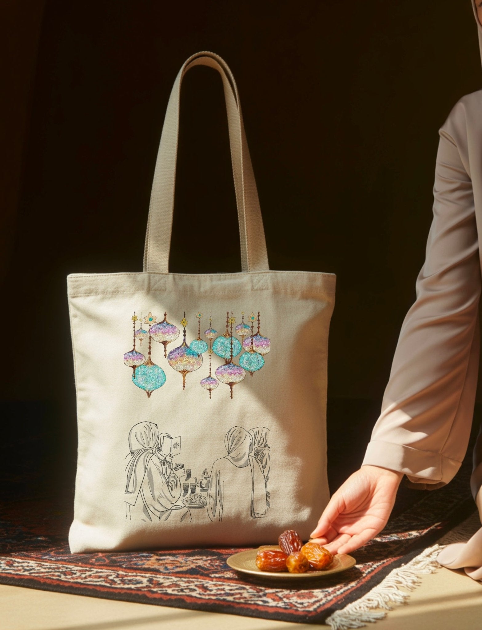 tote bag fourre tout de 4 femmes qui se retrouvent pur couper l'iftar ensemble