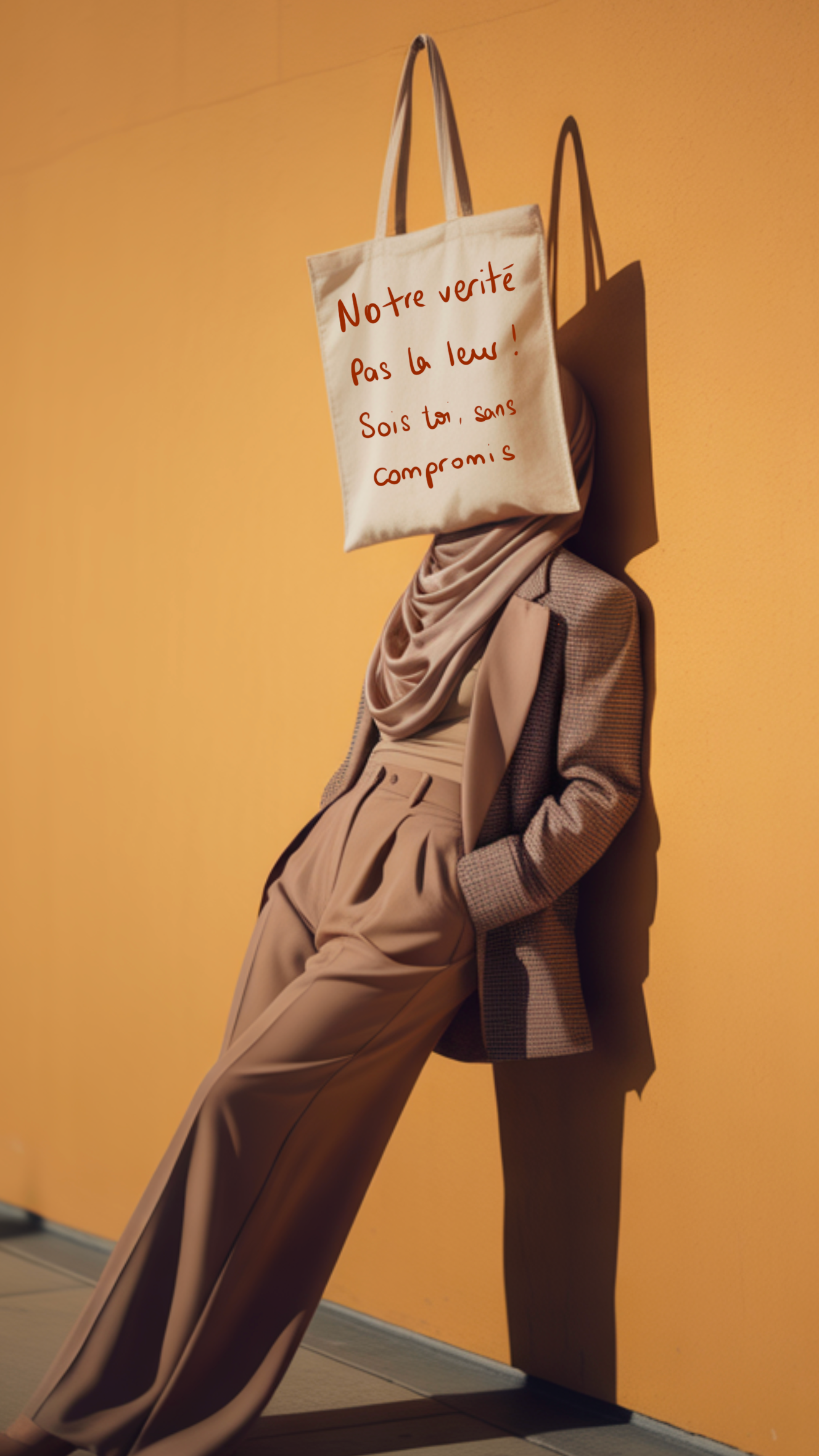 tote bag avec texte : "notre vérité pas la leur ! sois toi, sans compromis" seni'stuff